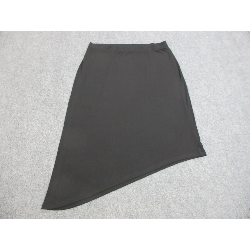 Chicos Skirt Womens XL 3 Black Asymmetric Hem Maxi Stretch Long Pull On